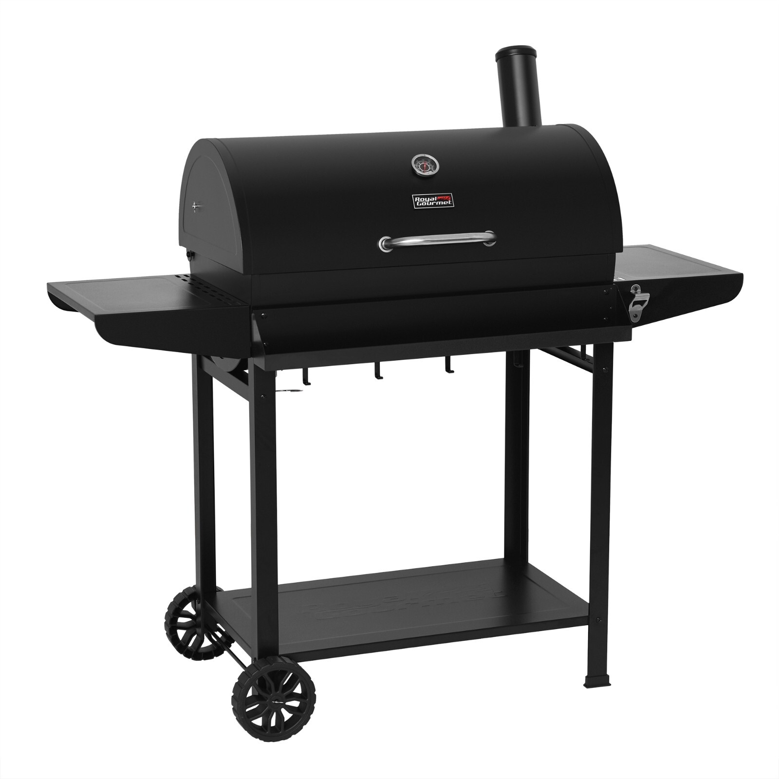 Royal Gourmet Barrel Charcoal Grill with Front Storage Basket Backyard BBQ Party