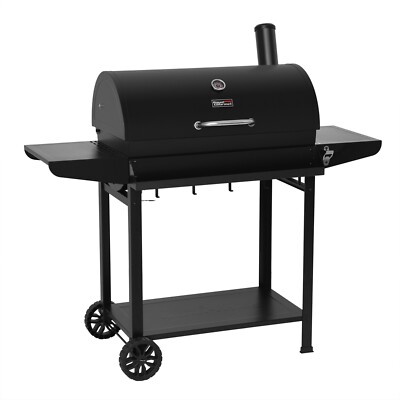 Royal Gourmet Barrel Charcoal Grill with Front Storage Basket Backyard BBQ Party
