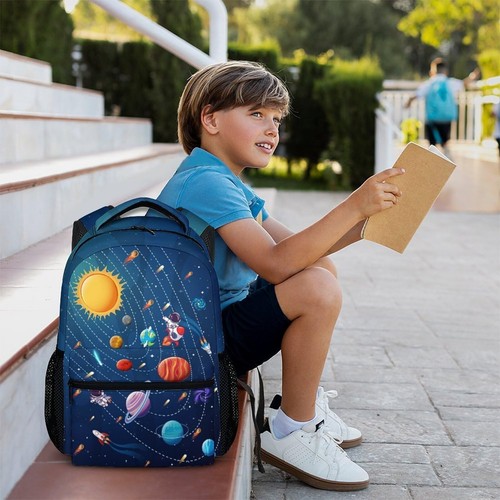 Kids School Backpack for Preschool - Cute Solar System Planet Bookbag for Boy... - Picture 6 of 7