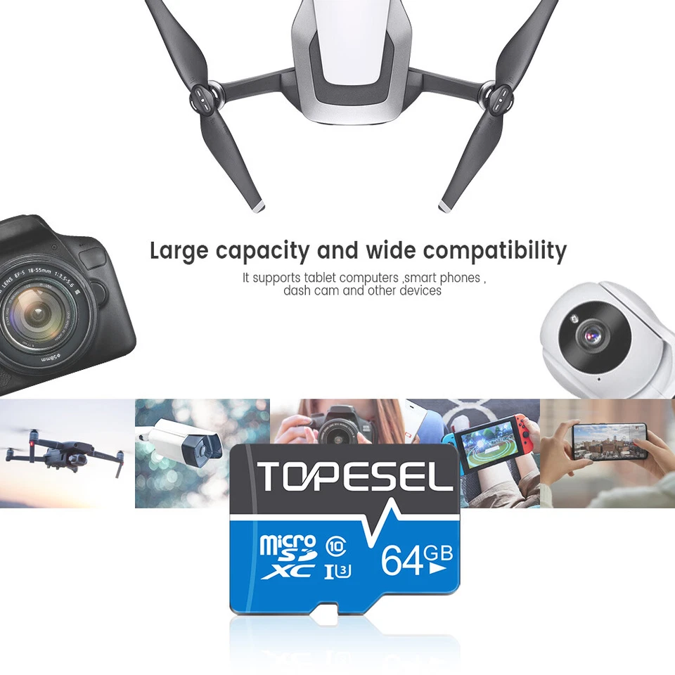 TOPESEL Ultra Micro SDXC SD Card Memory Card lOT 1/5/ 10/ 100PCS 64GB U1 TF Card - Image 2 of 4