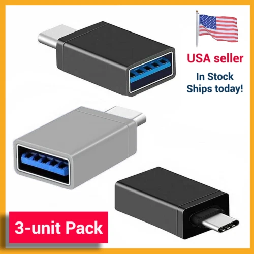 3-Pack USB-C 3.1 Male to USB A Female Adapter Converter OTG Type C Android Phone - Image 3 of 4