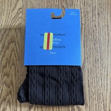 Vtg NWT 1990s Vera Wang Cable Pattern Opaque Tights Size 1 Brown