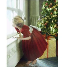 Oil Painting nice young girl in Christmas day handmade modern art on canvas 36"