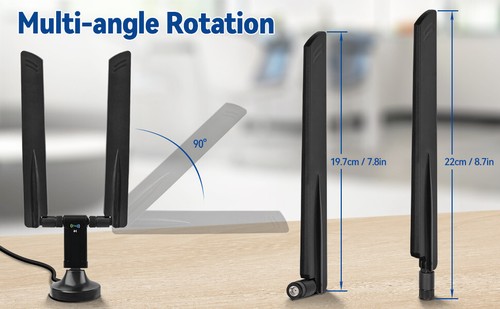 2pcs Antenne Tri-Bande WiFi 6E 2,4GHz 5GHz 6GHz RP-SMA Mâle pour Routeur WiFi USB - Photo 11/13