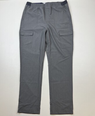 Silverts Mens Pants Sz L Easy Grip Pull-on Cargo Gray Adaptive Self-Dressing NEW