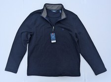 IZOD Mens Blue 1/4 Quarter Zip Pullover MEDIUM Fleece Sweater Stretch NWT NEW