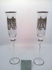 SET 2 CALICI flute Rigatti in vetro decorato con argento bicchieri da collezione