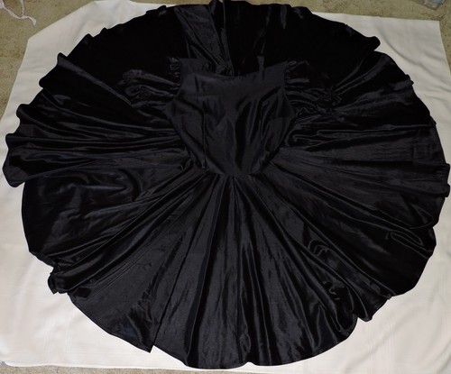 Vintage Beautiful Handmade Black Dress-Short Puff Sleeves Full Circle Plus Skirt - Picture 8 of 8