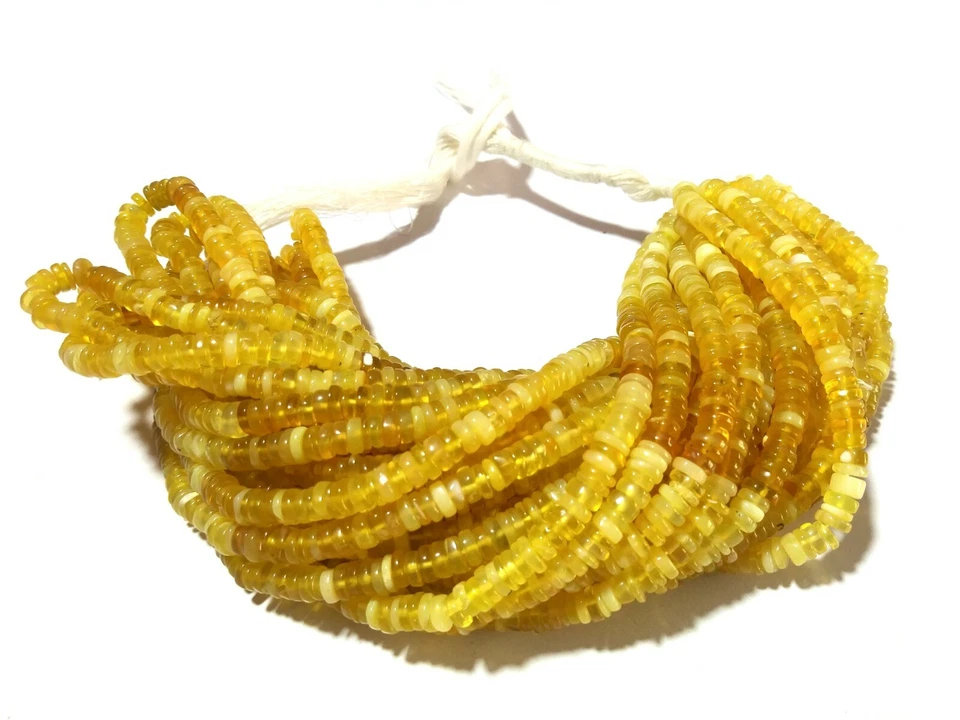 Pneumatico opale giallo naturale Heishi 5-5,5 mm pietre preziose lisce perlin... - Immagine 3 di 4