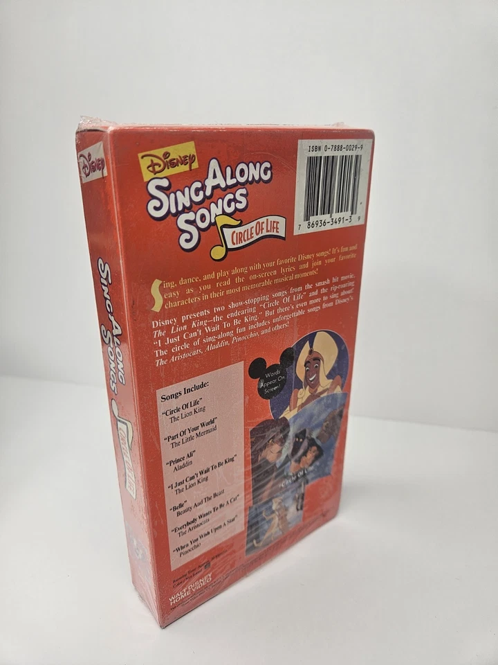 Disney Sing Along Songs Lion King Circle of Life VHS Video Tape NEARLY NEW! Rare Foto 3 de 4