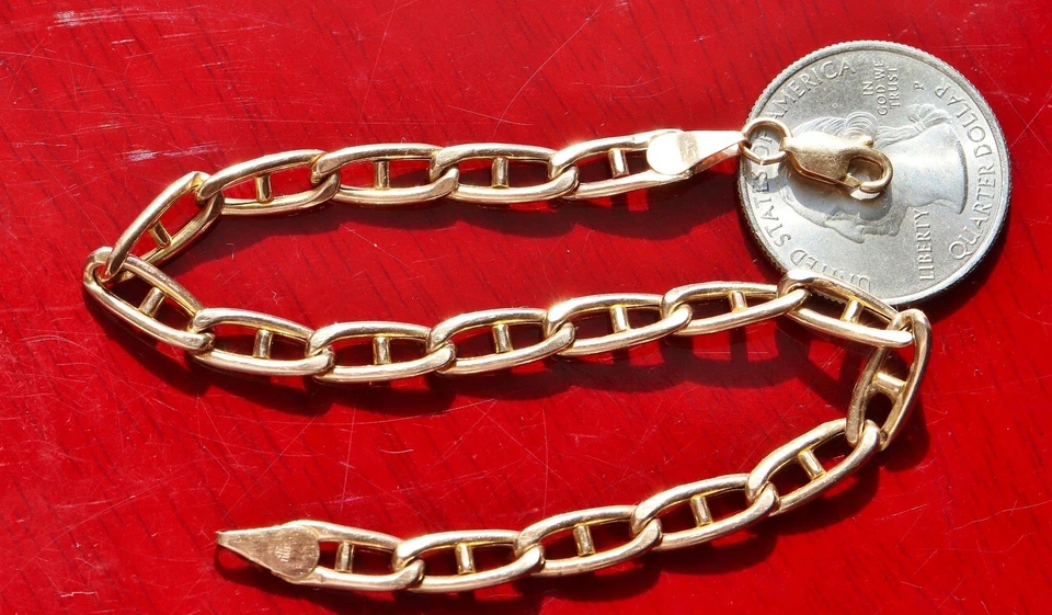 10k rose gold bracelet Italian mariner link chain 8.25" vintage 5.6g N2782 - Image 4 of 4