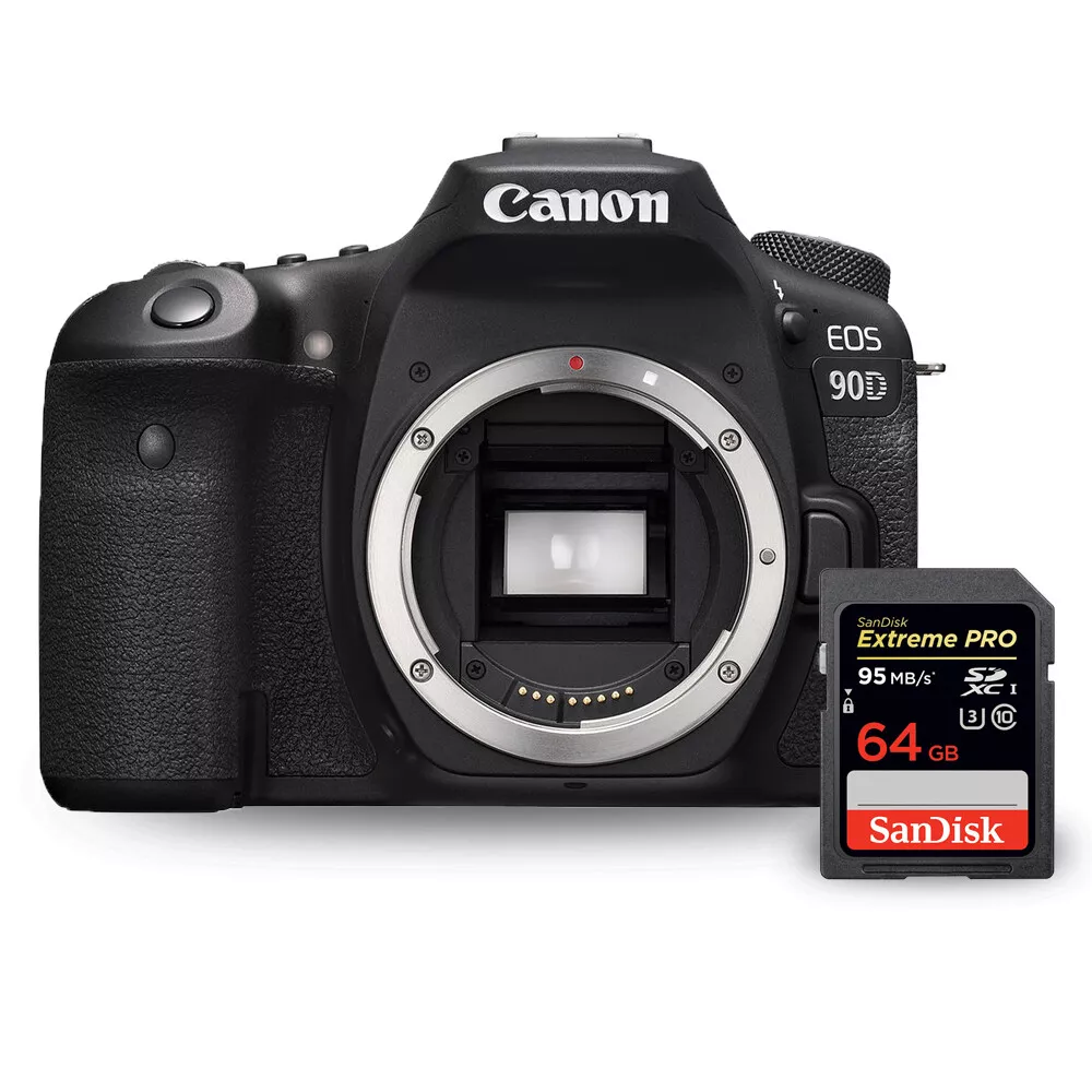 Canon EOS 90D DSLR Camera (Body Only) 3616C002 + Sandisk Extreme Pro 64GB  SD 13803316186