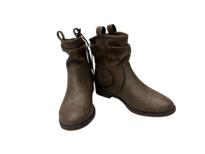 US6/EU37 Taupe or Coffee Boots Shoes Rouched Top, Over Ankle Warm, FLAT, SLIP-ON