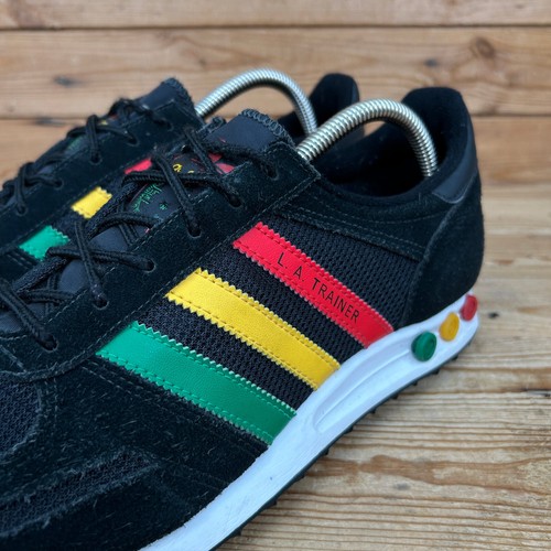 Scarpe Adidas Uomo UK 10 LA Trainer Giamaica Rasta Bob Marley 3 Little Birds Ajax - Foto 9 di 13