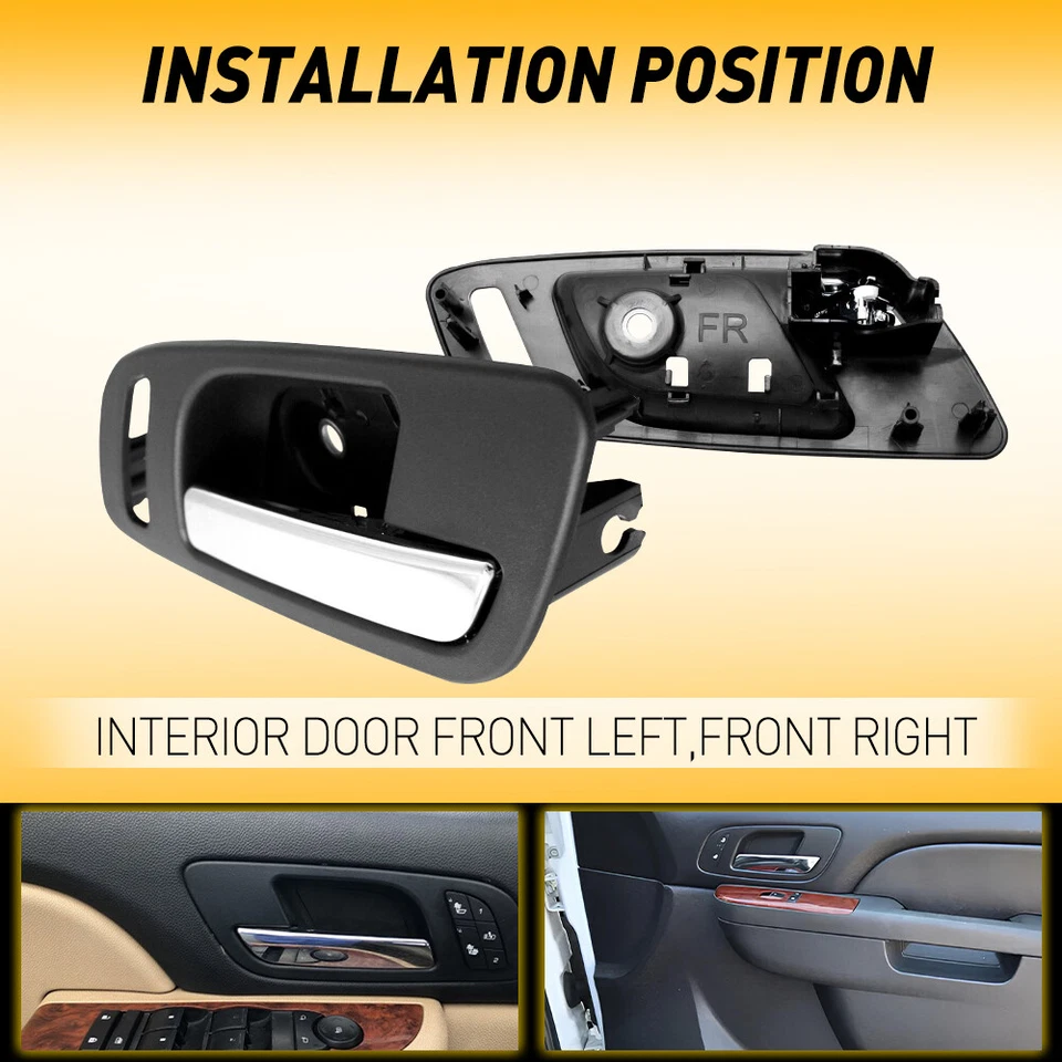 Manija de puerta interior delantera negra con cromo para Chevrolet Avalanche EW 07-13 Foto 4 de 4