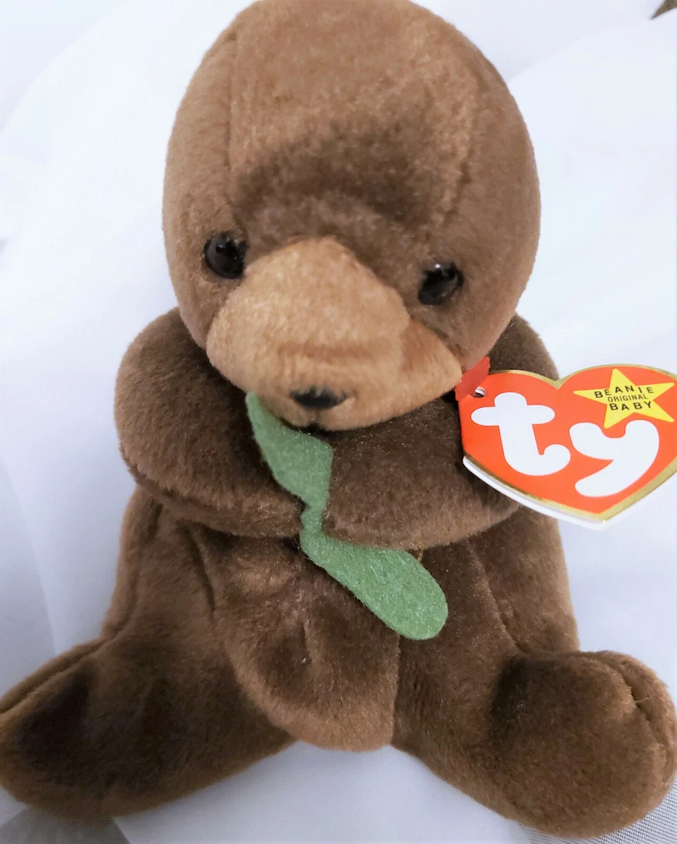 Ty Beanie Baby Seaweed the Otter RARE w Tag Errors PVC style 4080
