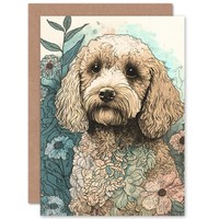 Cockapoo Wildblumenfeld Aquarell Geburtstagskarte
