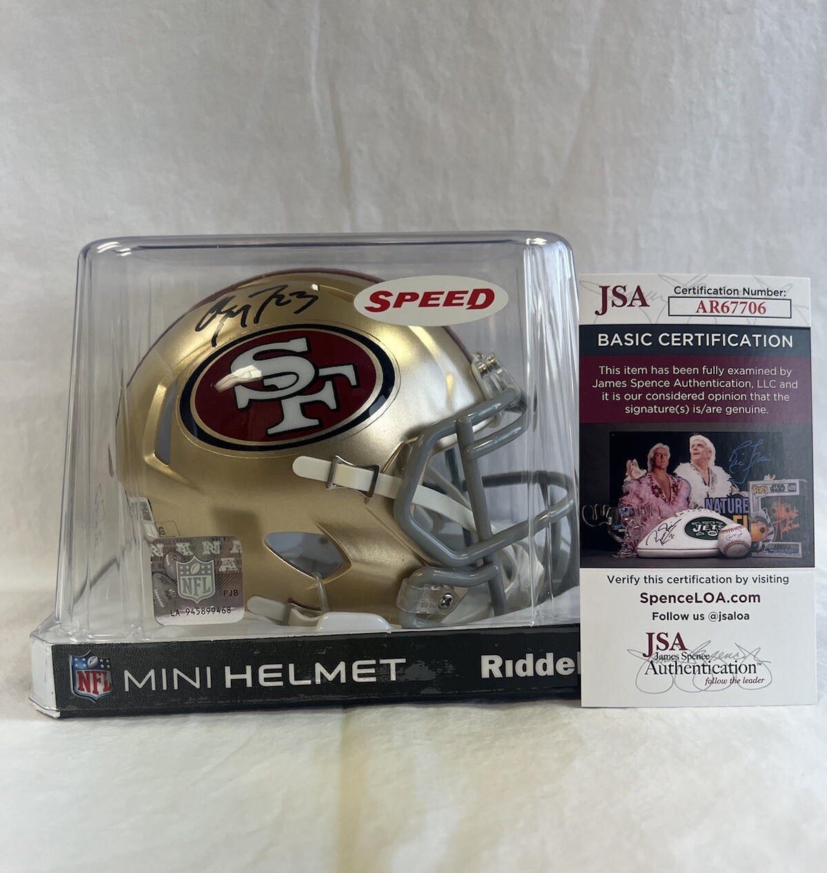 Christian Jackson McCaffrey Autographed Signed San Francisco 49ers 49ers Auto Mini Helmet JSA & Fanatics COA 
