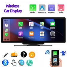 10" Portable Car Stereo Radio Wireless Apple CarPlay Android auto BT Touchscreen