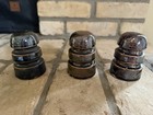 Three - Vintage 3.2" Brown Porcelain Ceramic Insulators Double Grooved -Used — photo 3