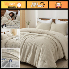King Size Waffle Weave Comforter Set - 3 Piece Lightweight Bedding, Soft Breat