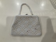 Vintage Emson Japan White/Gold Beaded Pearl Evening Bag Purse