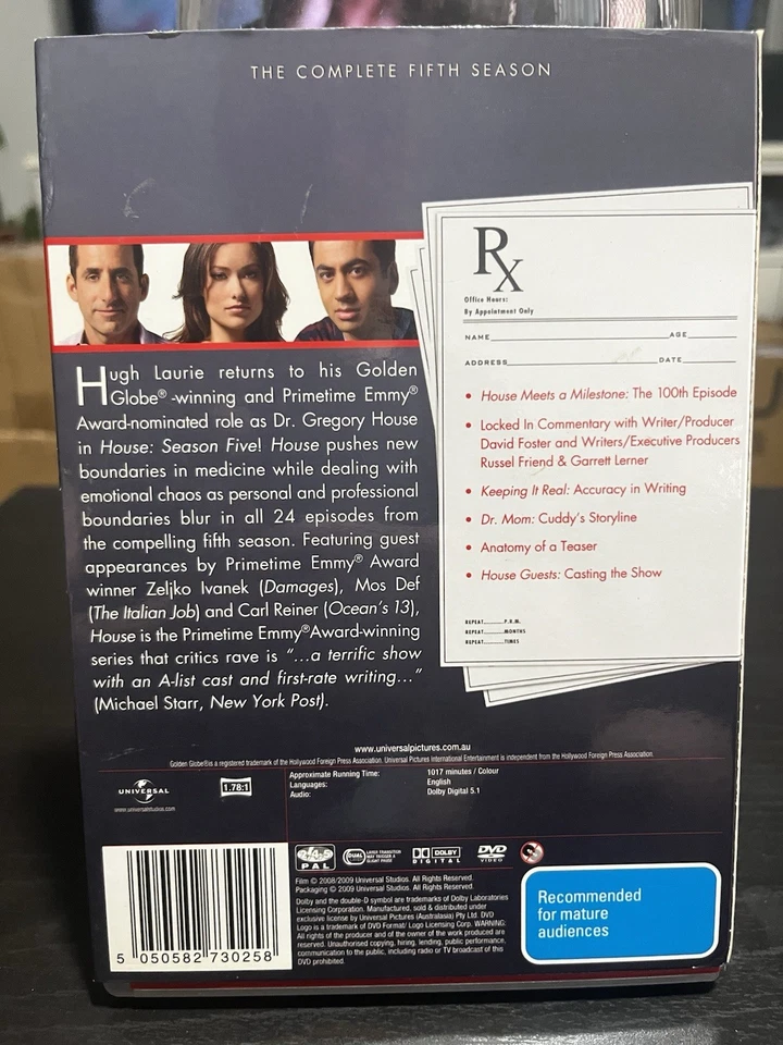 House, M.D. : Season 5 Five (DVD, 2008) Slipcover - Region 4 Fast Postage AX - Image 2 of 2