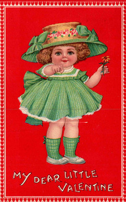 My Dear Little Valentine - Cute Little Girl with a Sunflower - Embossed - 1914