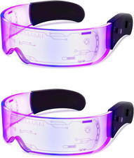 2 Pairs LED Visor Light up Glasses, 7 Colors 4 Lighting Modes Futuristic Cyber