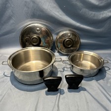 Saladmaster Versa Tec TP304-316 Surgical SS Set Of 2 Pans & Vapo Lids 1 & 3 Qt