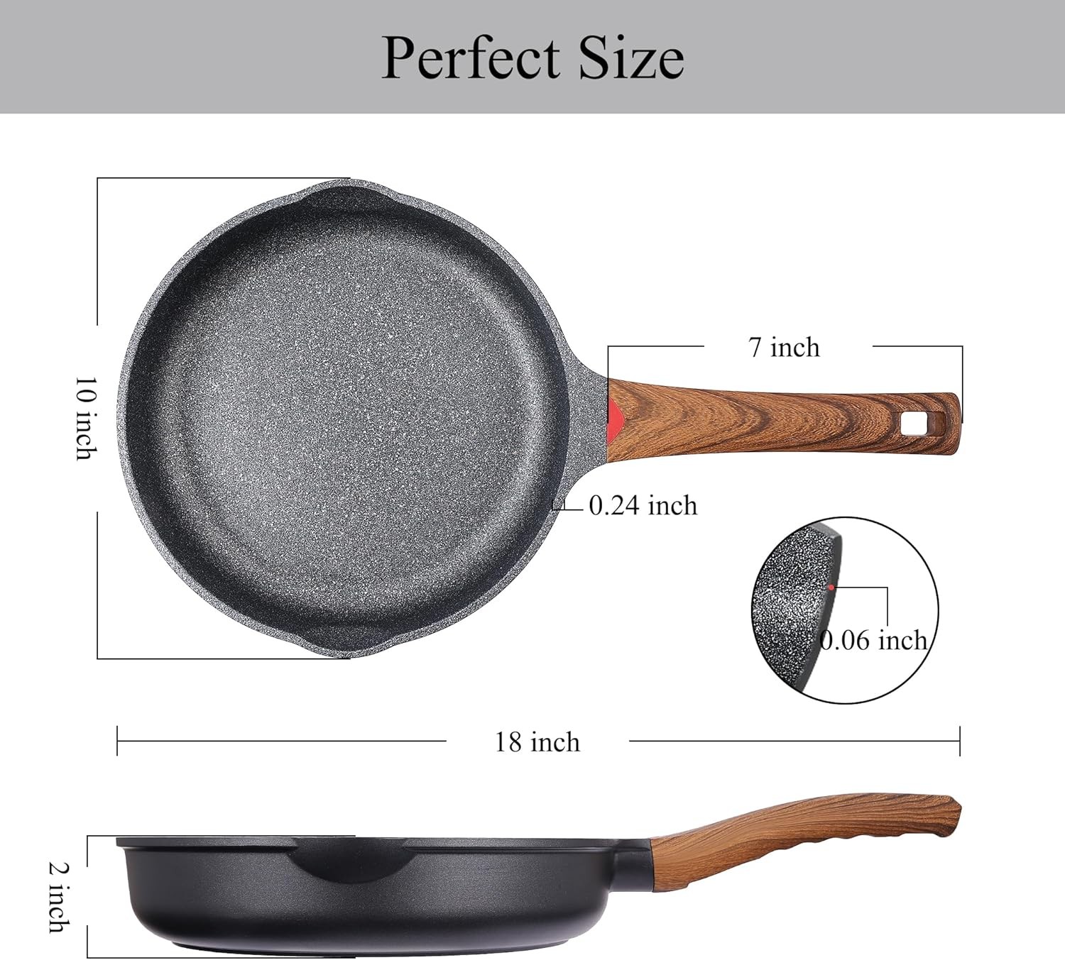 Vinchef Nonstick Frying Pan Anti Scratch,9.5 Inch Skillet 9.5 INCH, Black 