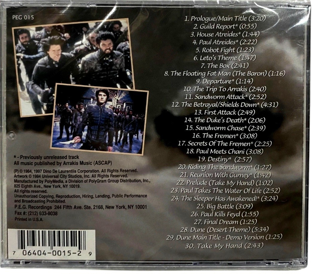 Dune Original Film Score CD Lynch Toto 2001 Reissue Remaster
