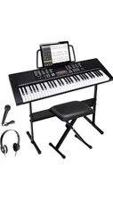 ZENY 61-Key Portable Electric Keyboard Piano with Built In Speakers, LED Screen,