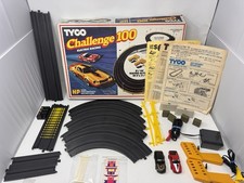 1980s TYCO Challenge 100 Slot Car Set with Box Manual Unused Flags READ, Video 