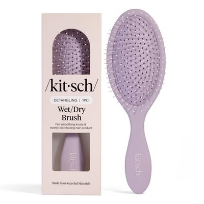 Kitsch Recycled Plastic Wet/Dry Hair Brush, Detangling Tool for Soft Violet 