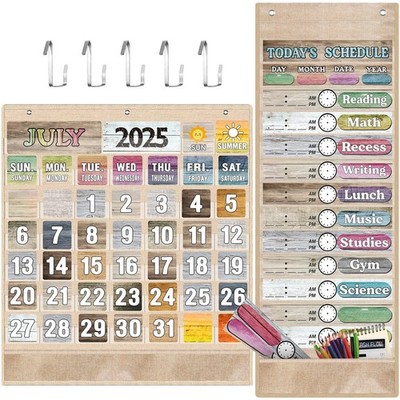 Cholemy 2 Pcs Classroom Monthly Calendar Pocket Chart with 118 Calendar Pocke...