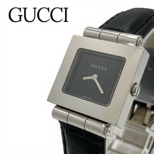 Excellent Working GUCCI Watch Square Quartz Black Dial Unisex 