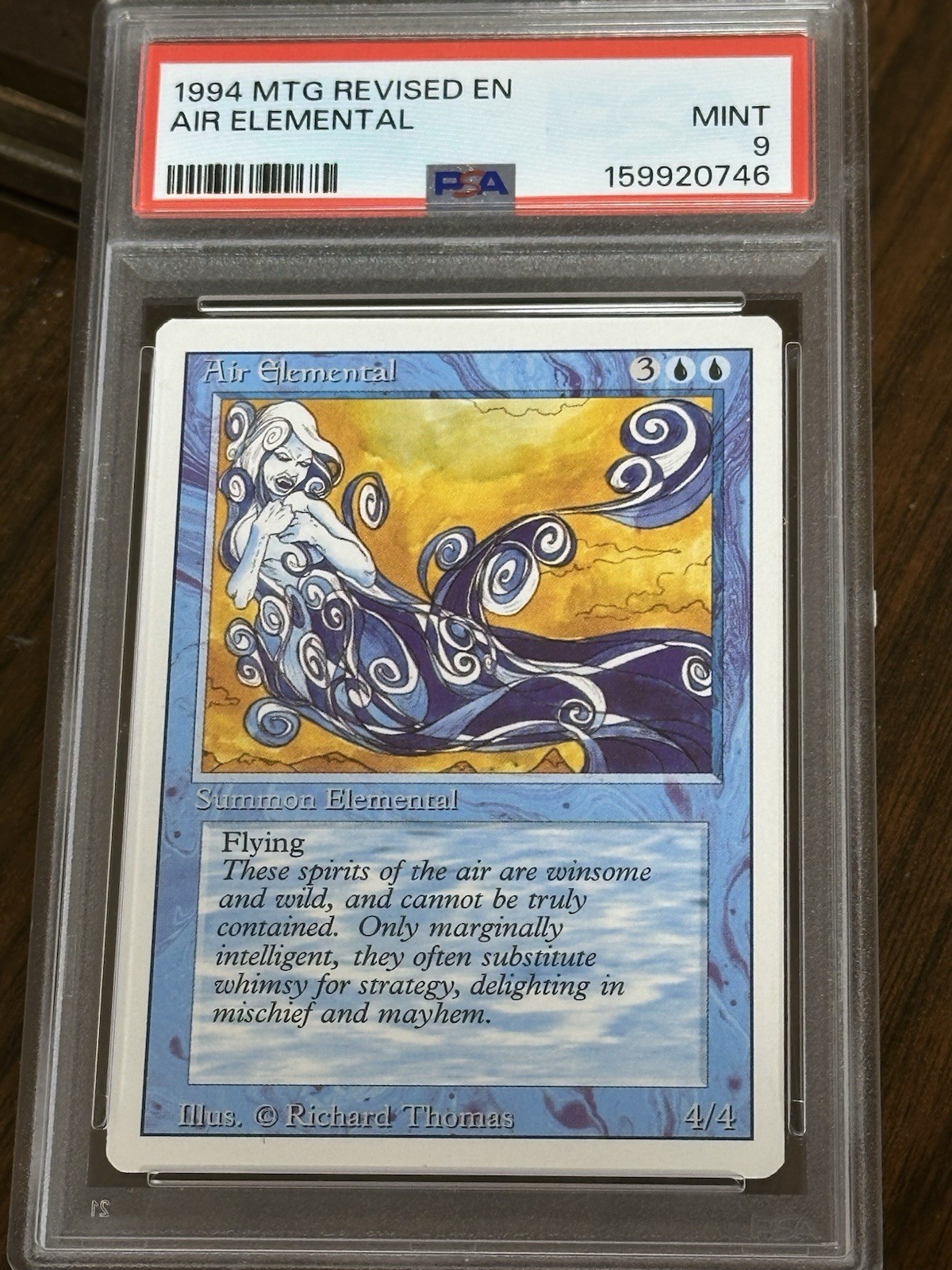 1994 Magic The Gathering Air Elemental Revised PSA 9 (POP12) view 1