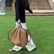 Women's Straw Woven Tote Bag Summer Beach Shoulder Handbag