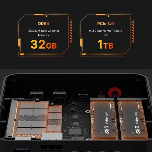P4 Light Gaming Mini PC Ryzen 7 5700U 32GB Dual Lan 7 32GB+1TB - Picture 4 of 9