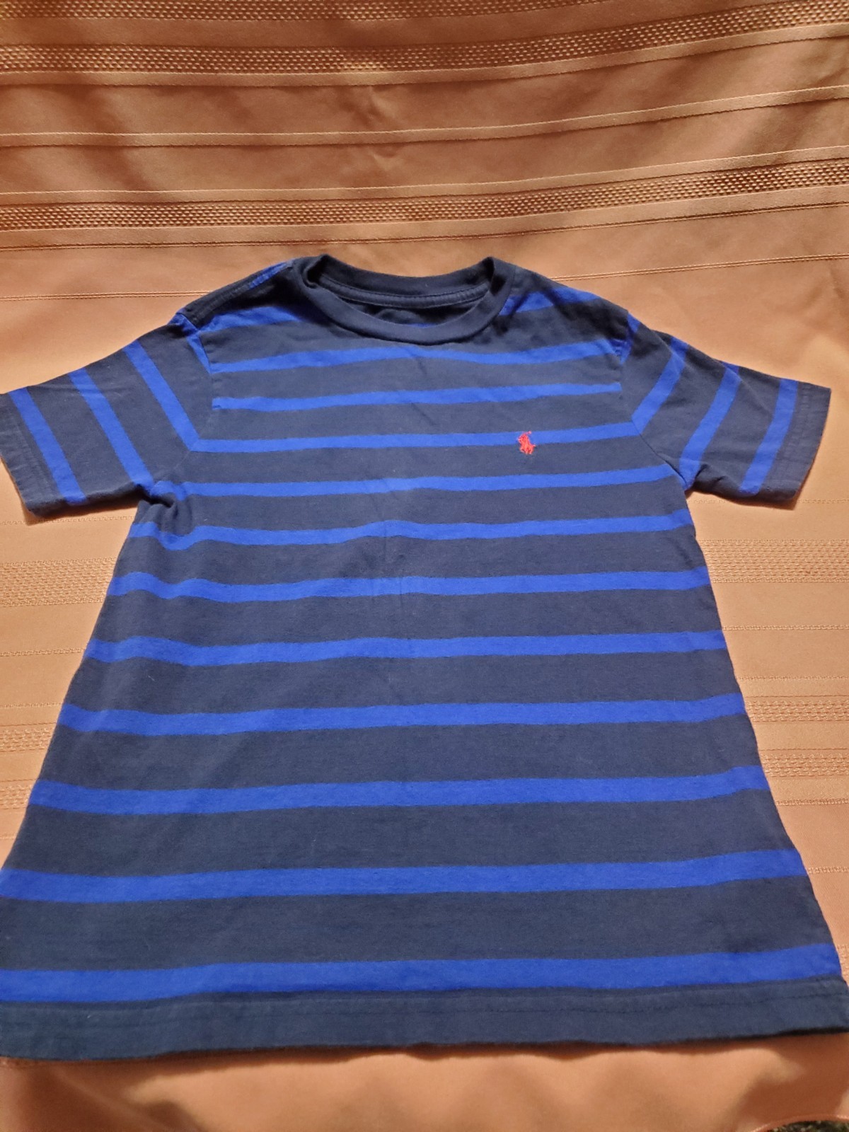 Polo Ralph Lauren ragazzo ragazzo taglia piccola 8 maglietta a righe blu rosso pony