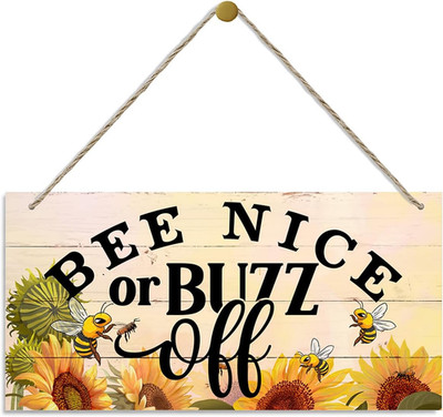 Bee Nice or Buzz off Sign, Bee Decor, Spring Decor, Decorative Wood Hanging Wood