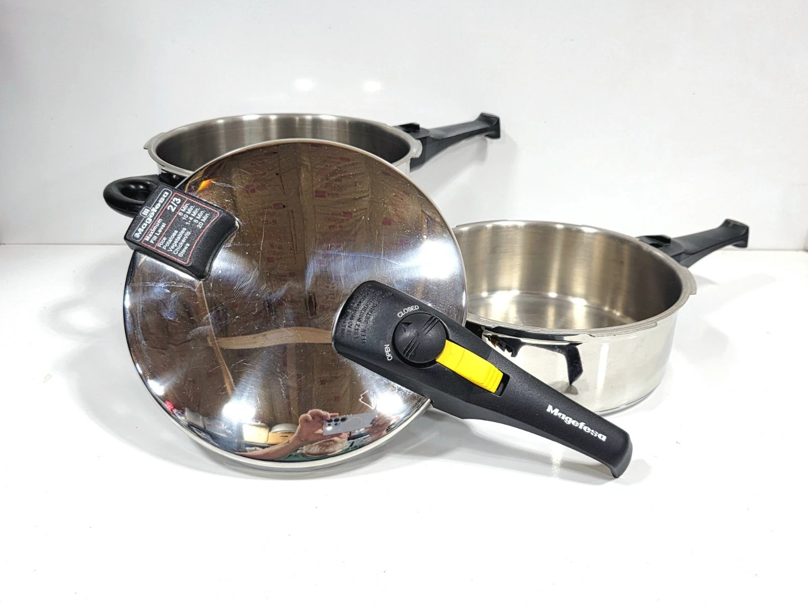 Vtg Magefesa 3 And 6 Qt Stovetop 18/10 Stainless Steel Pressure Cooker
