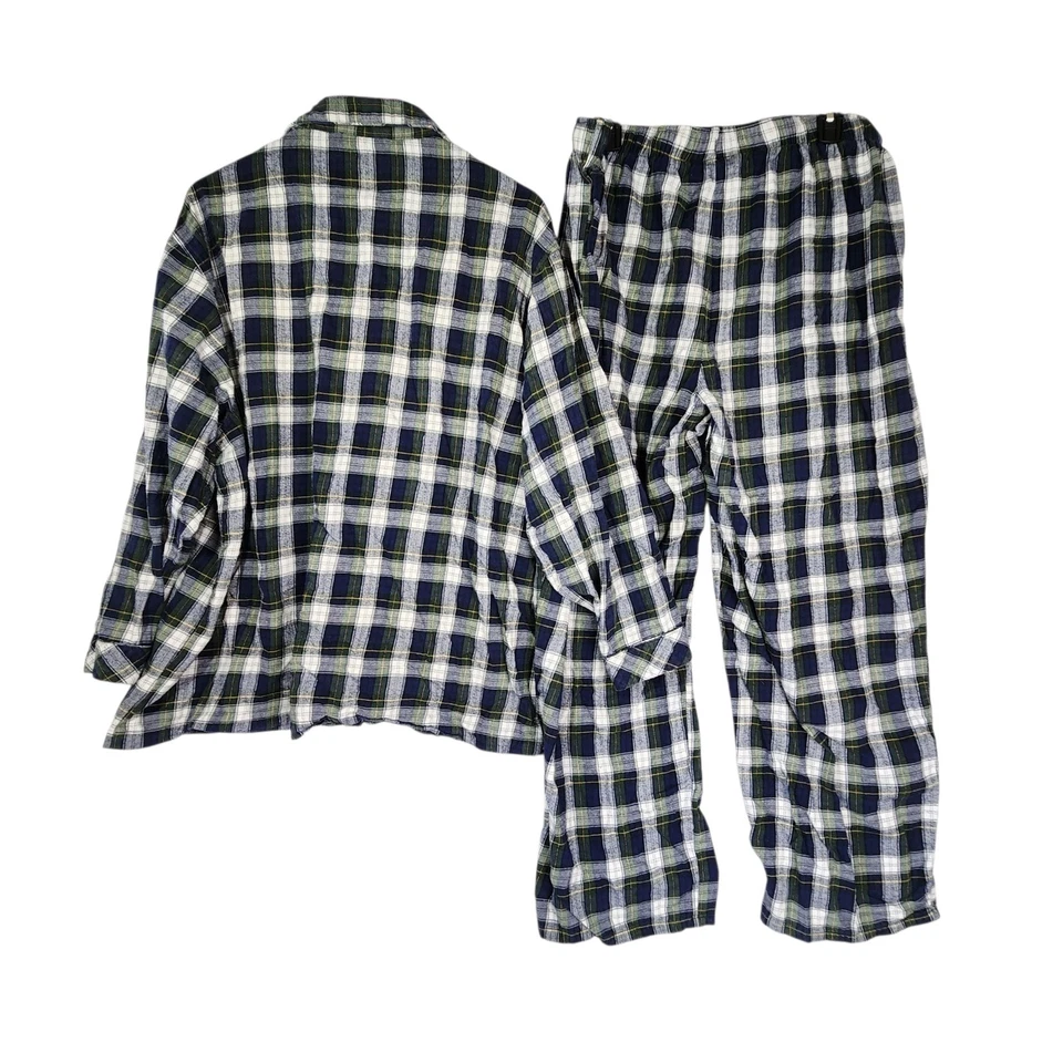Conjunto de pijama de franela XL Stafford para hombre azul verde a cuadros ropa de dormir pijamas de Navidad Foto 3 de 4