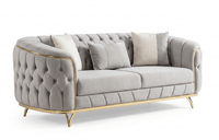 Helle Chesterfield Polstercouch Designer 3-Sitzer Sofa TextilmöBel