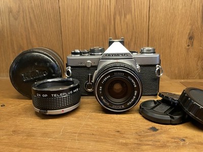 *CLA'd : Near Mint ++ w/ 2x Teleplus* Olympus OM-2 Film Camera 28mm F/3.5 Lens