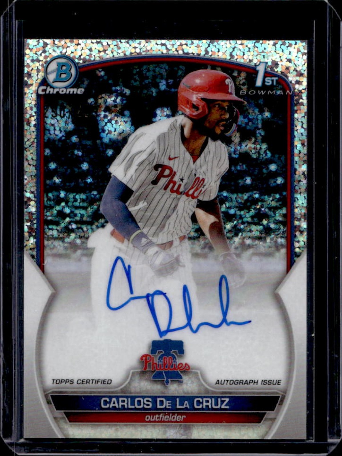 2023 Bowman Chrome Carlos De La Cruz Auto Speckle Refractor 1st #290/299