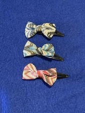 Set of 3 Metallic Woven Hair Bows Black/Gold/Blue/Pink/Red Colors