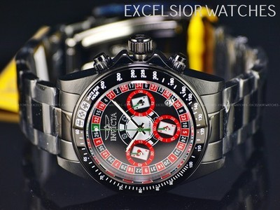 New Invicta Speedway Roulette Casino Chronograph Quartz All Black Men's Watch