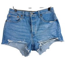 Levi s 501 High Rise Cut Off Denim Shorts Blue - W29 29